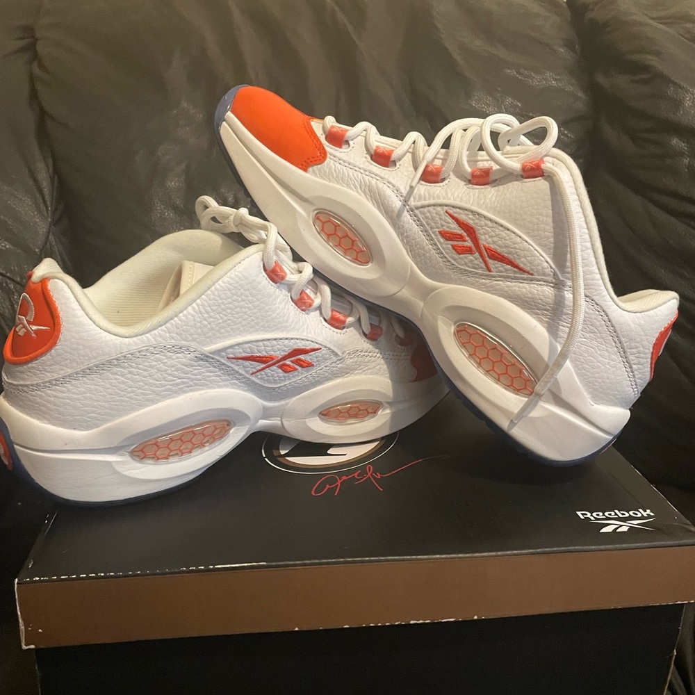 Reebok White and Orange Men's Sneakers